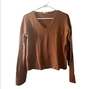 Evelyn Grace Cashmere Brown V-Neck Sweater Ladies size M